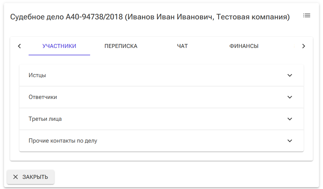 Участники судебного дела Участники судебного дела